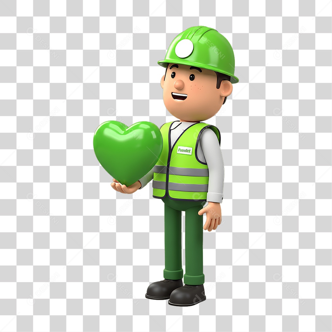 Personagem com Epis Segurança no Trabalho Abril Verde PNG Transparente