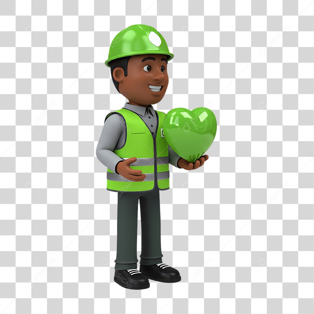 Personagem com Epis Segurança no Trabalho Abril Verde PNG Transparente