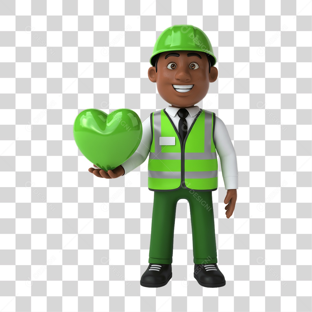 Personagem com Epis Segurança no Trabalho Abril Verde PNG Transparente