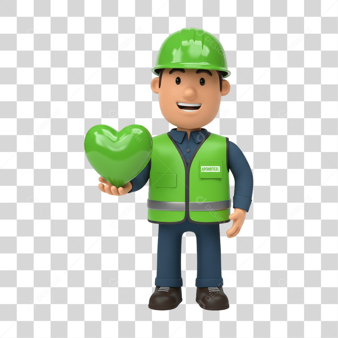 Personagem com Epis Segurança no Trabalho Abril Verde PNG Transparente