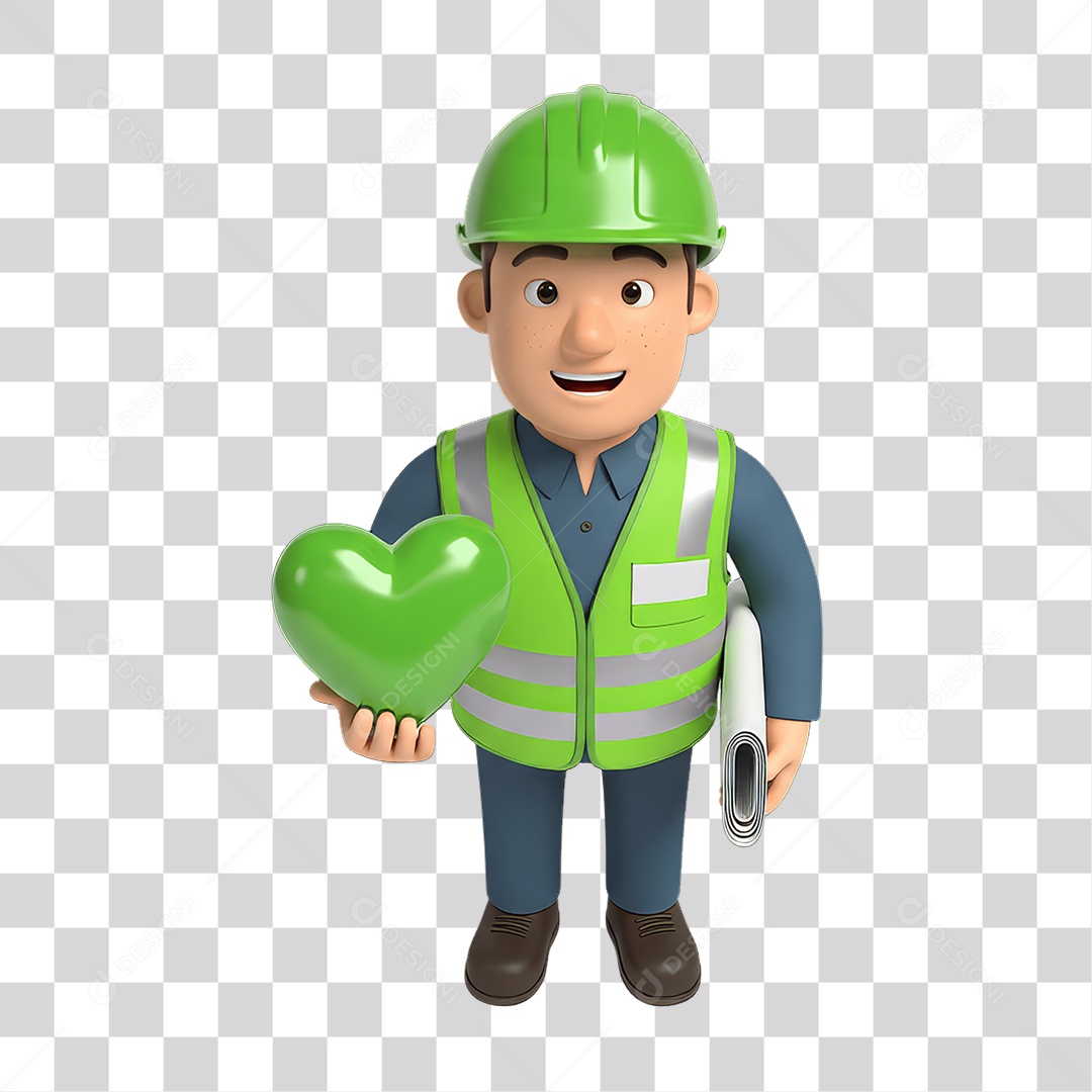 Personagem com Epis Segurança no Trabalho Abril Verde PNG Transparente