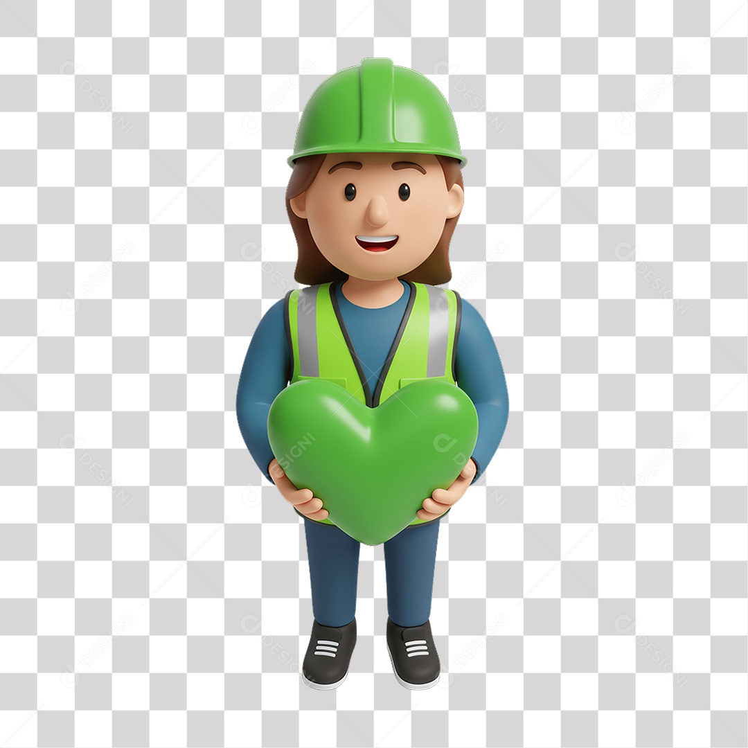 Personagem com Epis Segurança no Trabalho Abril Verde PNG Transparente