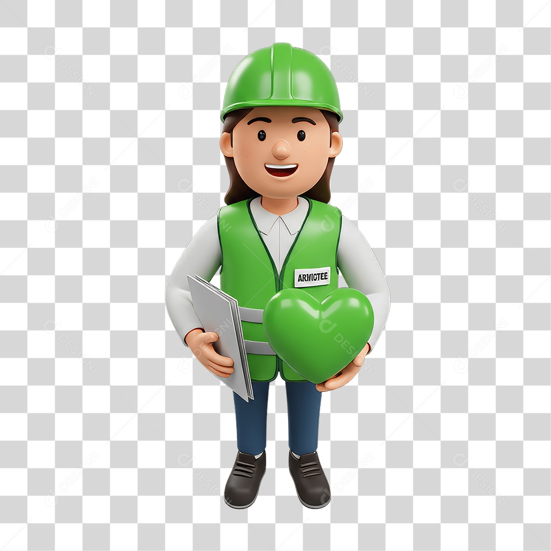 Personagem com Epis Segurança no Trabalho Abril Verde PNG Transparente