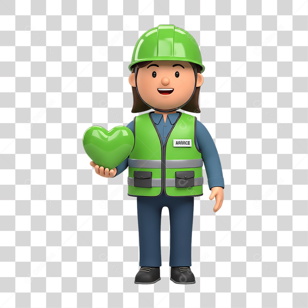 Personagem com Epis Segurança no Trabalho Abril Verde PNG Transparente