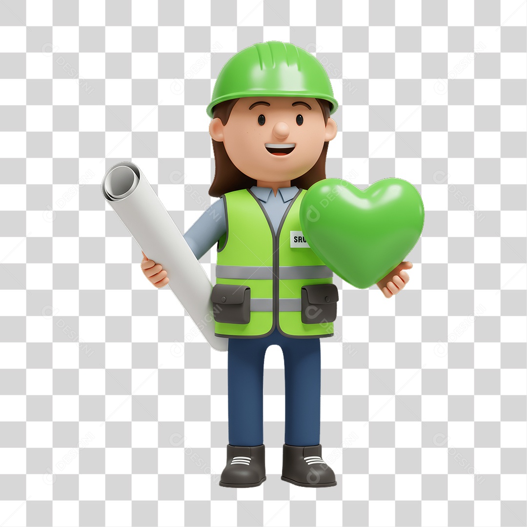 Personagem com Epis Segurança no Trabalho Abril Verde PNG Transparente