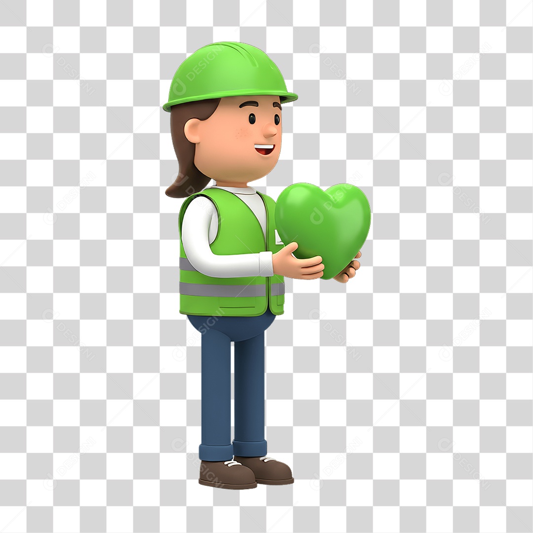 Personagem com Epis Segurança no Trabalho Abril Verde PNG Transparente