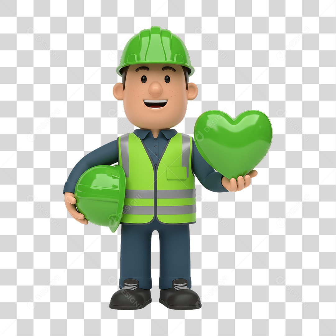 Personagem com Epis Segurança no Trabalho Abril Verde PNG Transparente