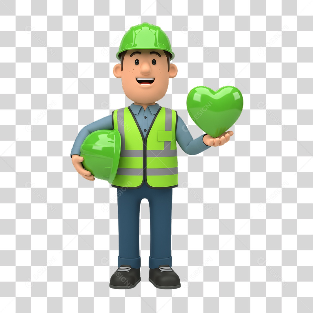 Personagem com Epis Segurança no Trabalho Abril Verde PNG Transparente