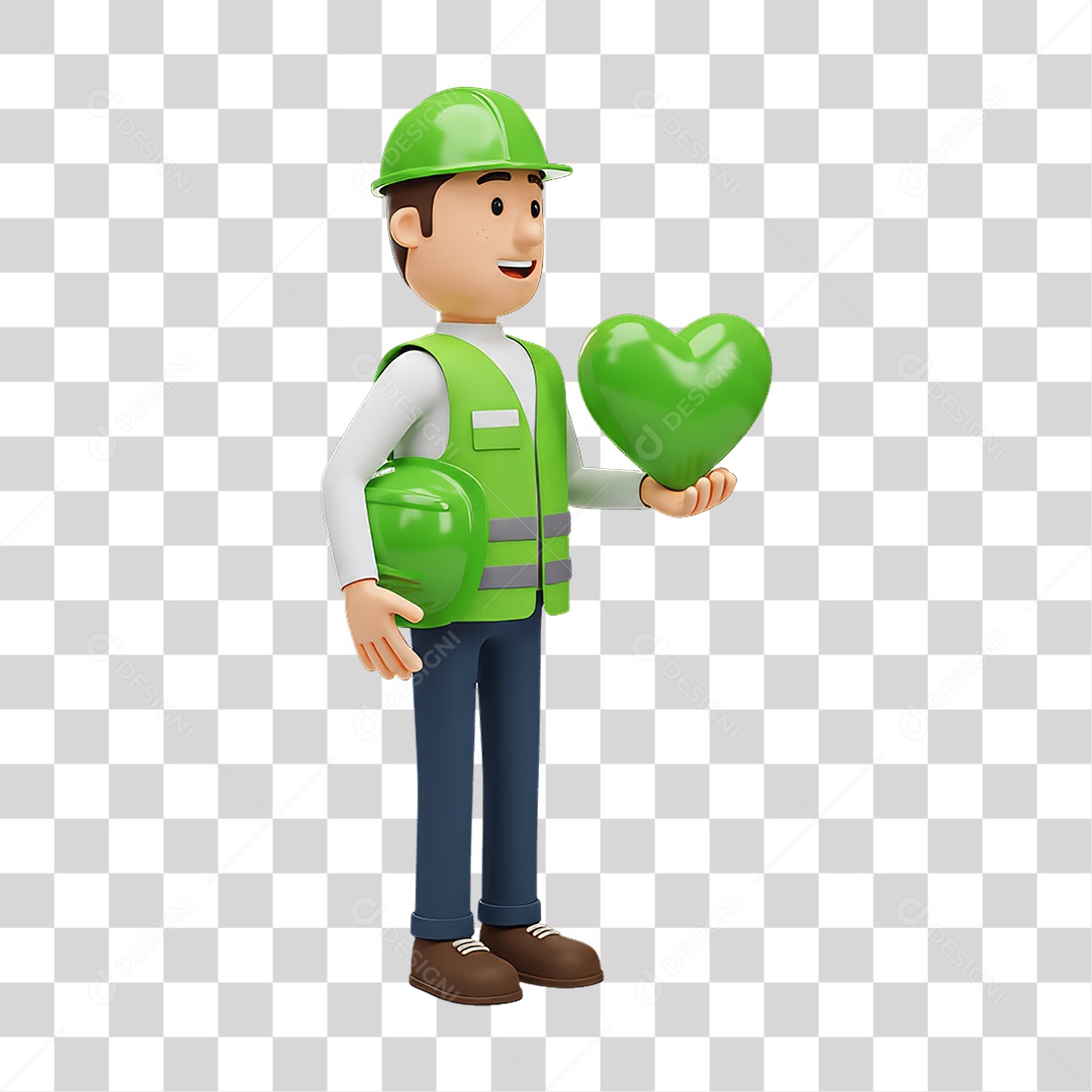 Personagem com Epis Segurança no Trabalho Abril Verde PNG Transparente