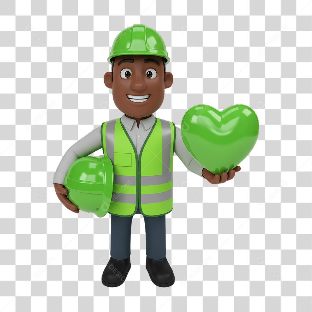 Personagem com Epis Segurança no Trabalho Abril Verde PNG Transparente