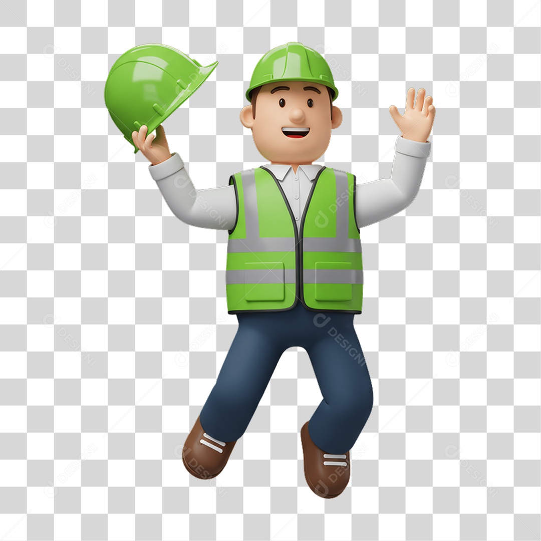 Personagem com Epis Segurança no Trabalho Abril Verde PNG Transparente