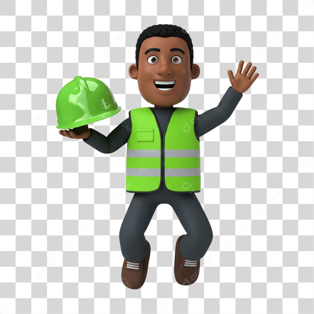 Personagem com Epis Segurança no Trabalho Abril Verde PNG Transparente