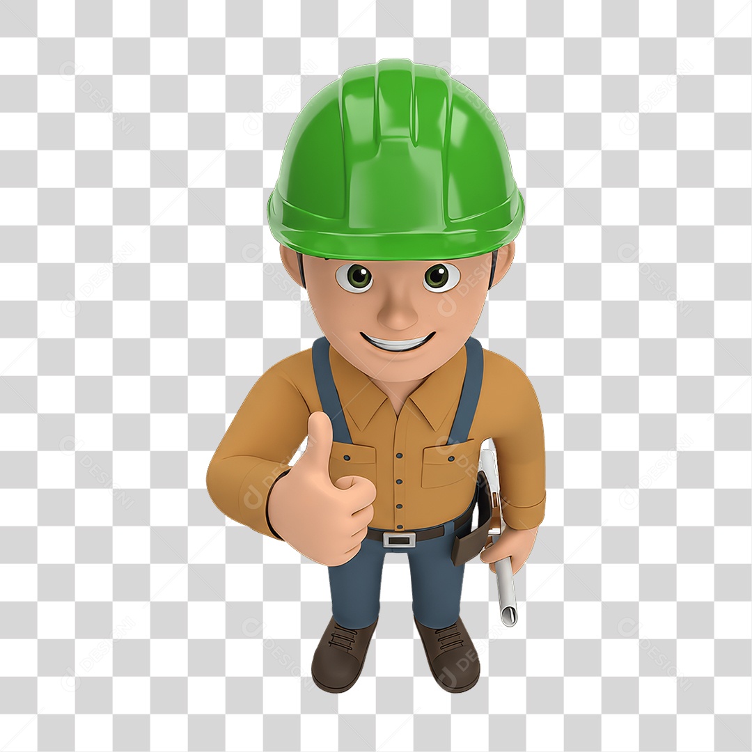 Personagem com Epis Segurança no Trabalho Abril Verde PNG Transparente