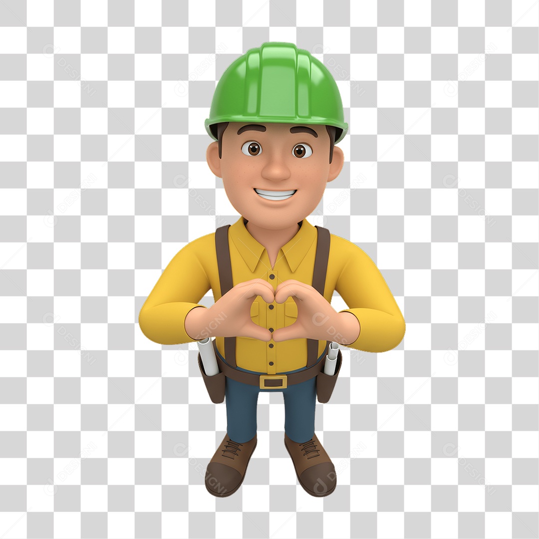 Personagem com Epis Segurança no Trabalho Abril Verde PNG Transparente