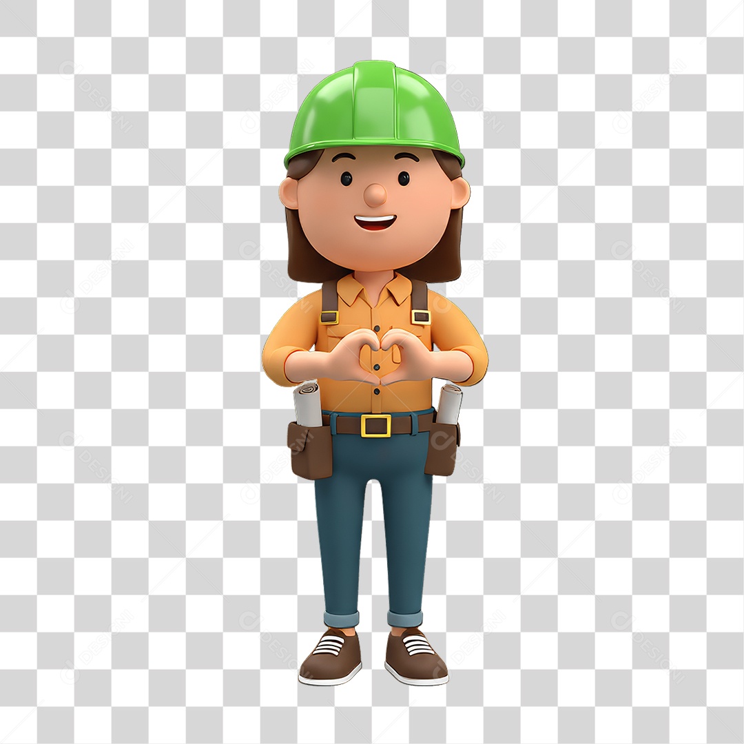 Personagem com Epis Segurança no Trabalho Abril Verde PNG Transparente