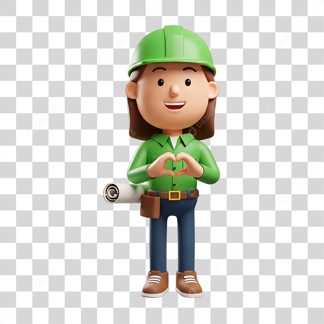 Personagem com Epis Segurança no Trabalho Abril Verde PNG Transparente