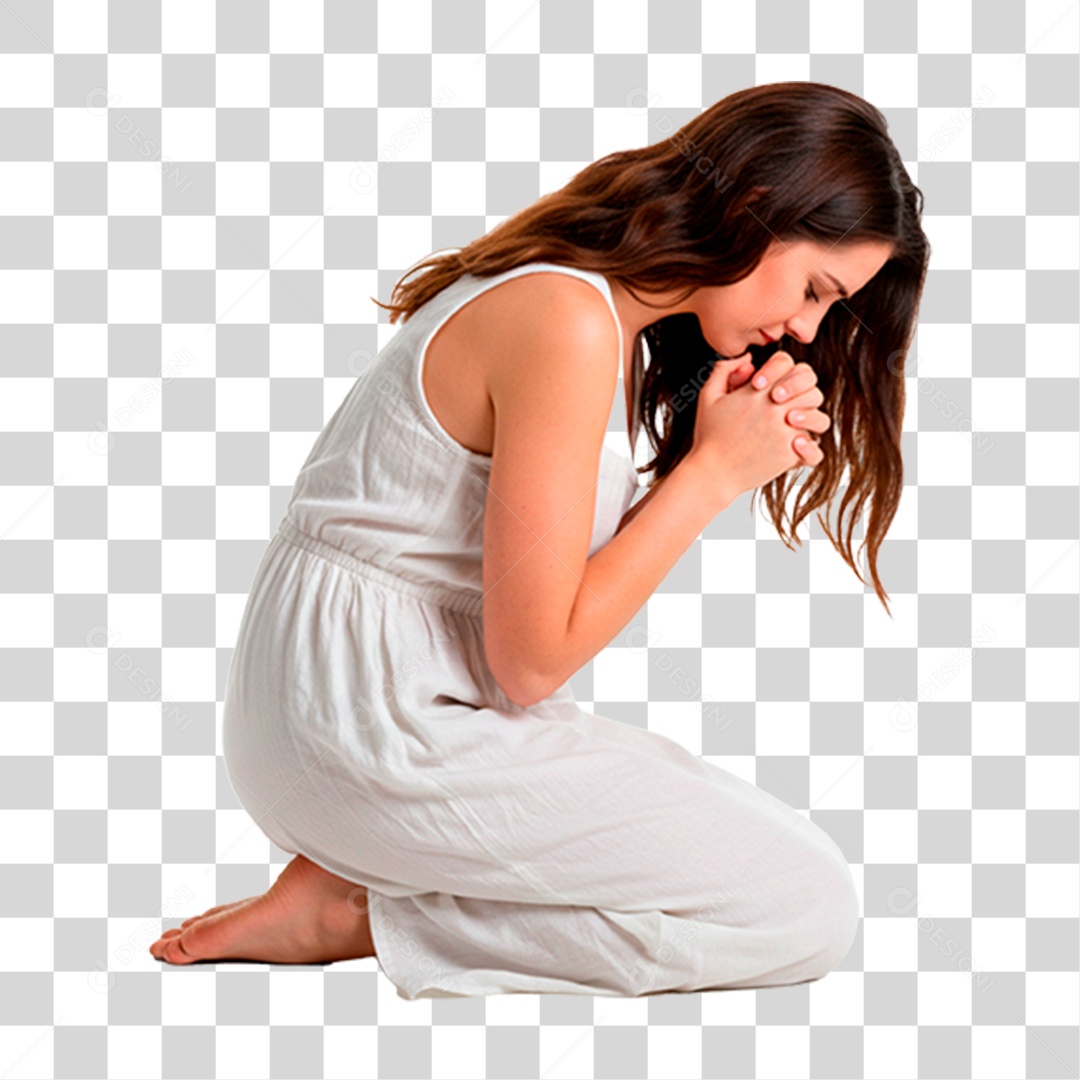 Mulher Ajoelhada PNG Transparente