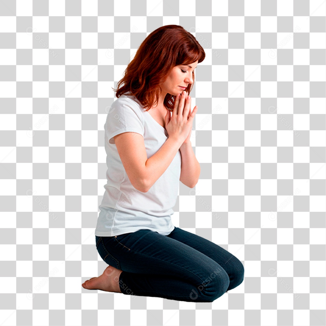 Mulher Ajoelhada PNG Transparente