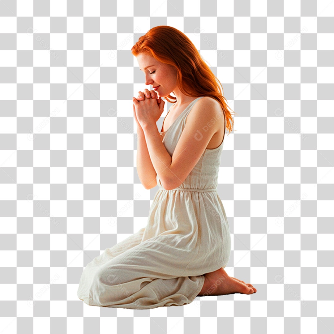 Mulher Ajoelhada PNG Transparente