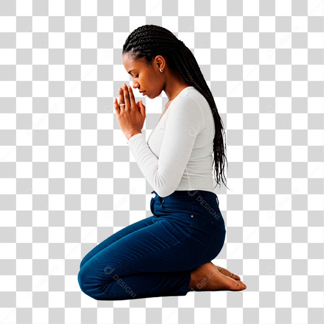 Mulher Ajoelhada PNG Transparente
