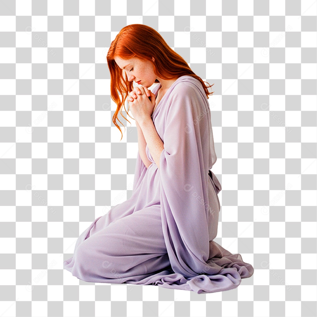 Mulher Ajoelhada PNG Transparente
