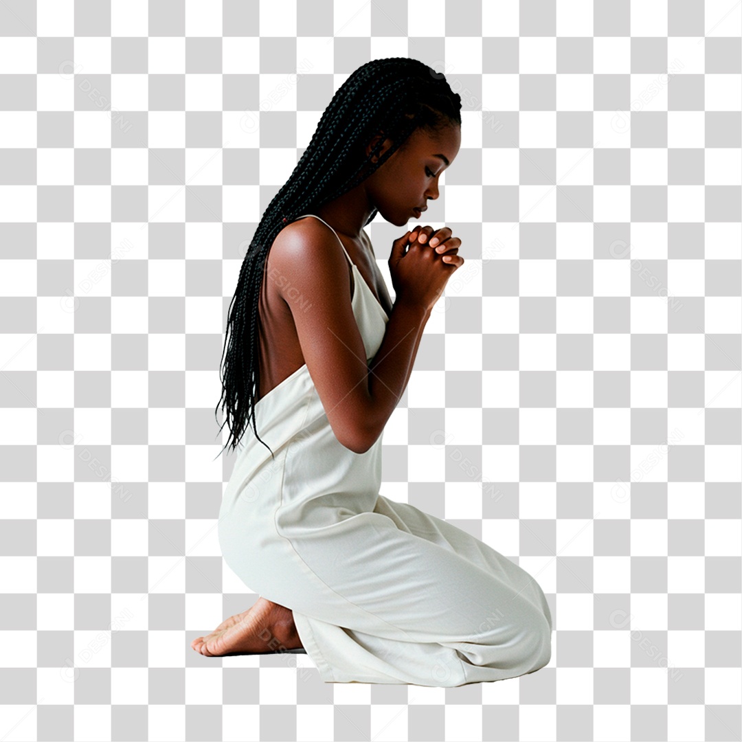 Mulher Ajoelhada PNG Transparente