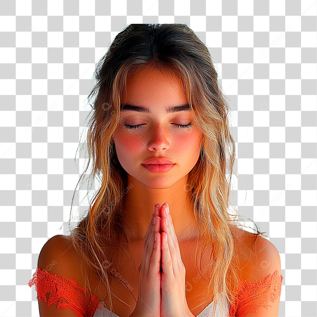 Mulher Orando PNG Transparente