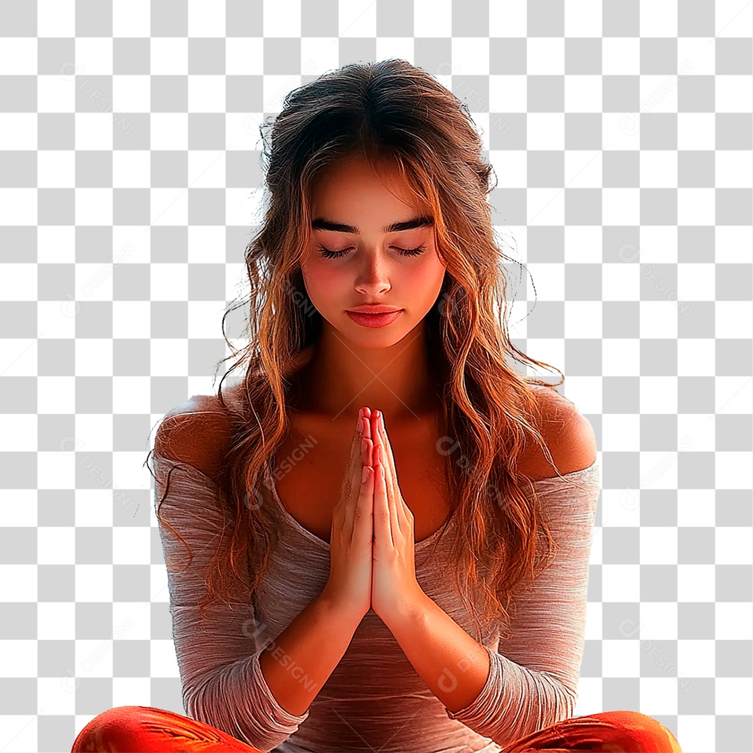 Mulher Orando PNG Transparente