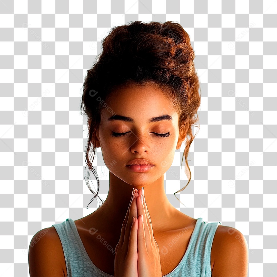 Mulher Orando PNG Transparente