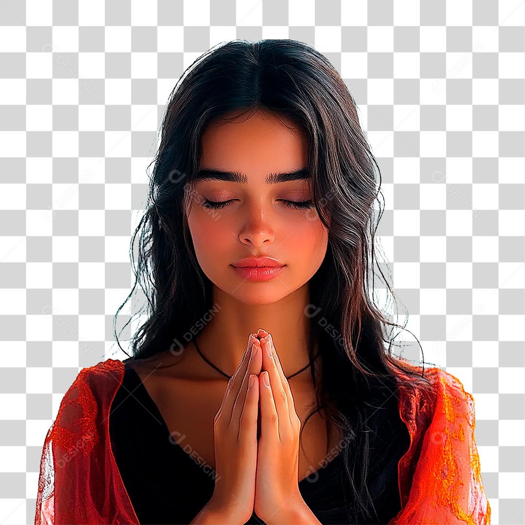 Mulher Orando PNG Transparente