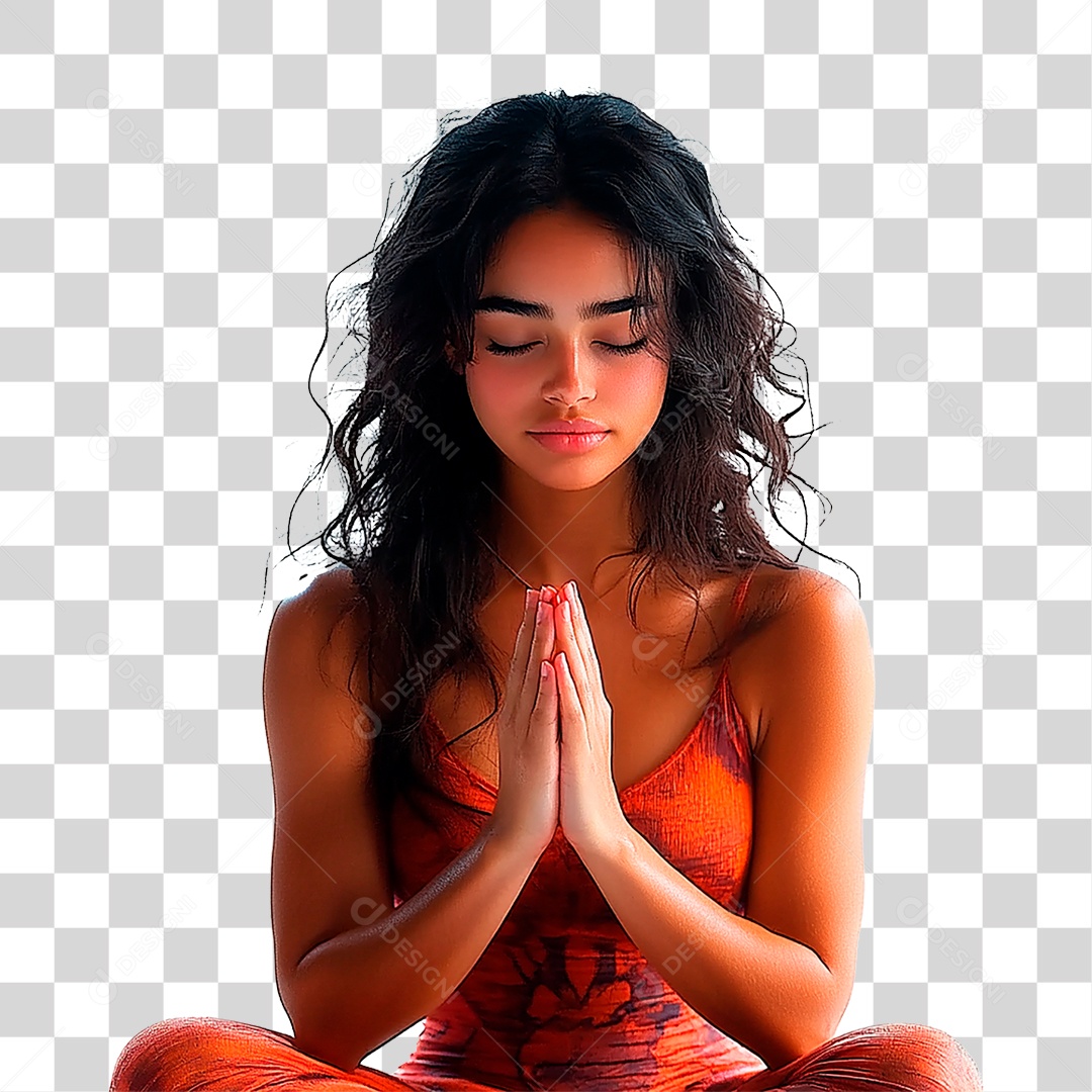 Mulher Orando PNG Transparente