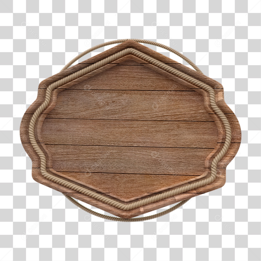 Elemento 3D Placa de Madeira PNG Transparente
