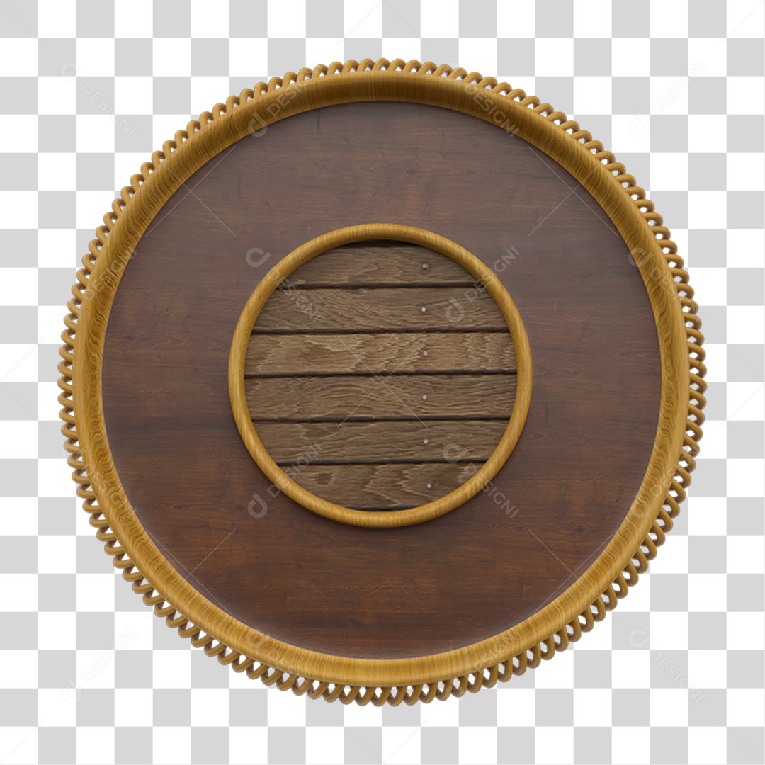 Elemento 3D Placa de Madeira PNG Transparente