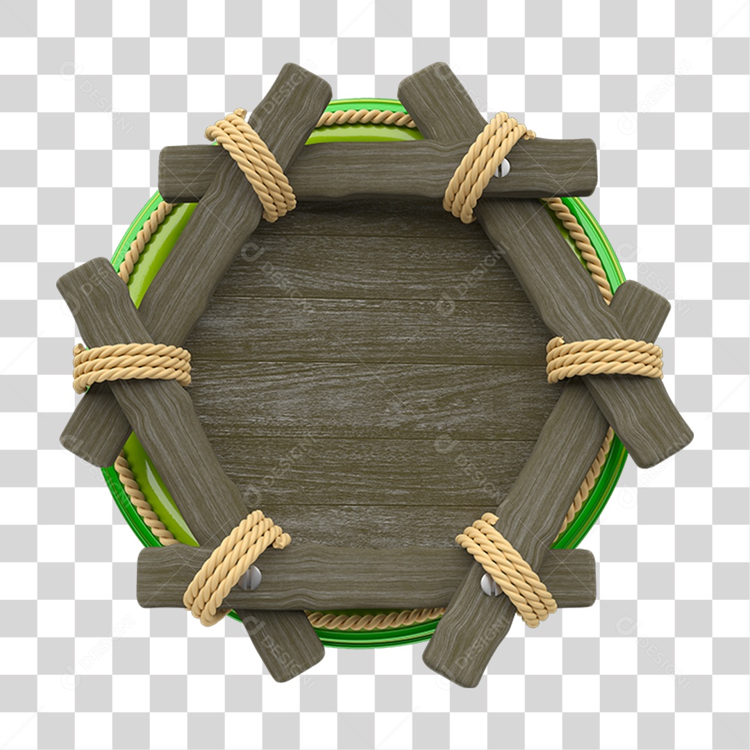 Elemento 3D Placa de Madeira PNG Transparente