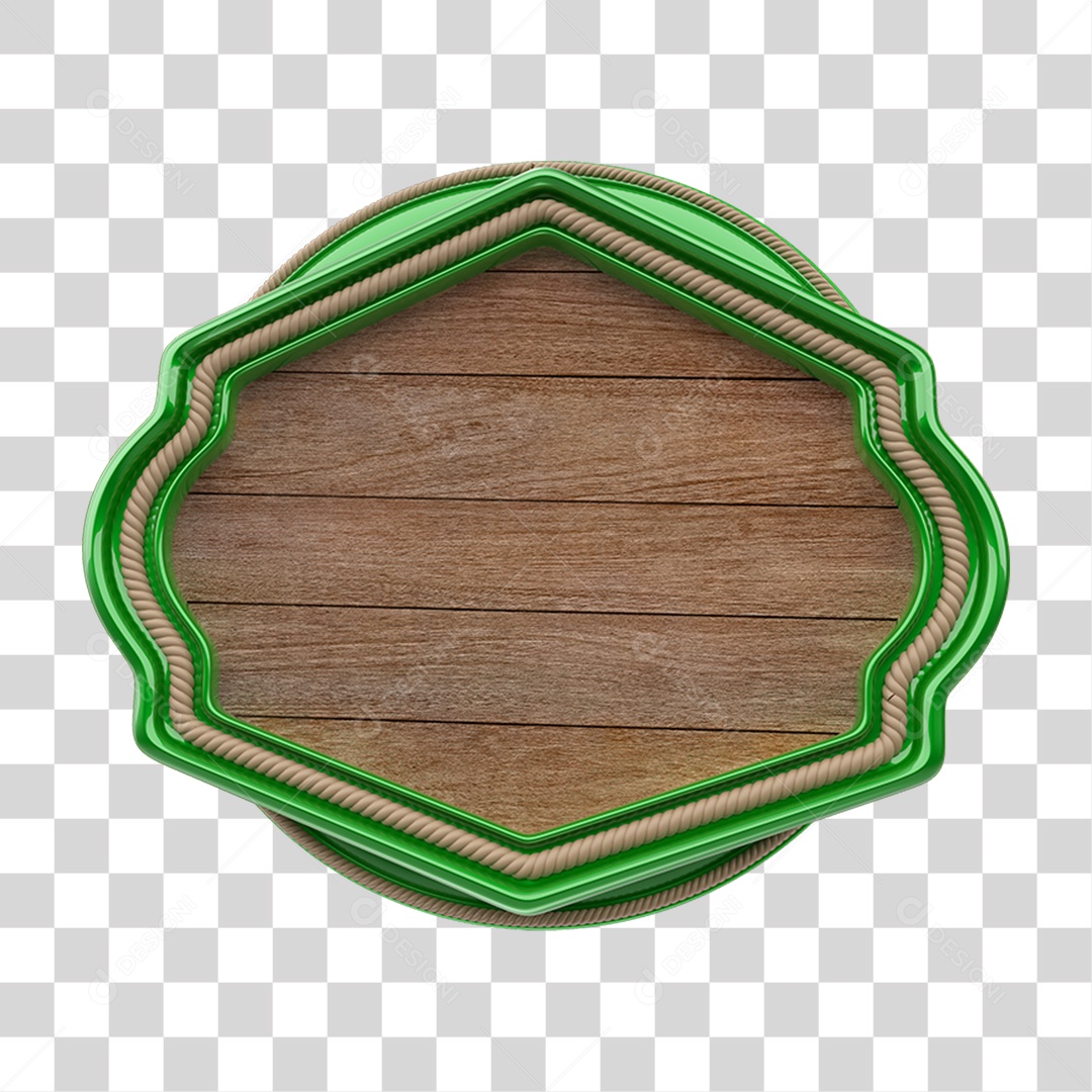 Elemento 3D Placa de Madeira PNG Transparente