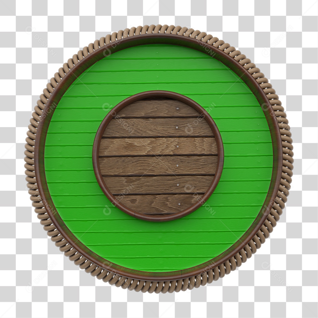 Elemento 3D Placa de Madeira PNG Transparente