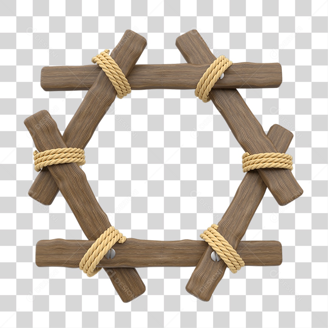 Elemento 3D Placa de Madeira PNG Transparente