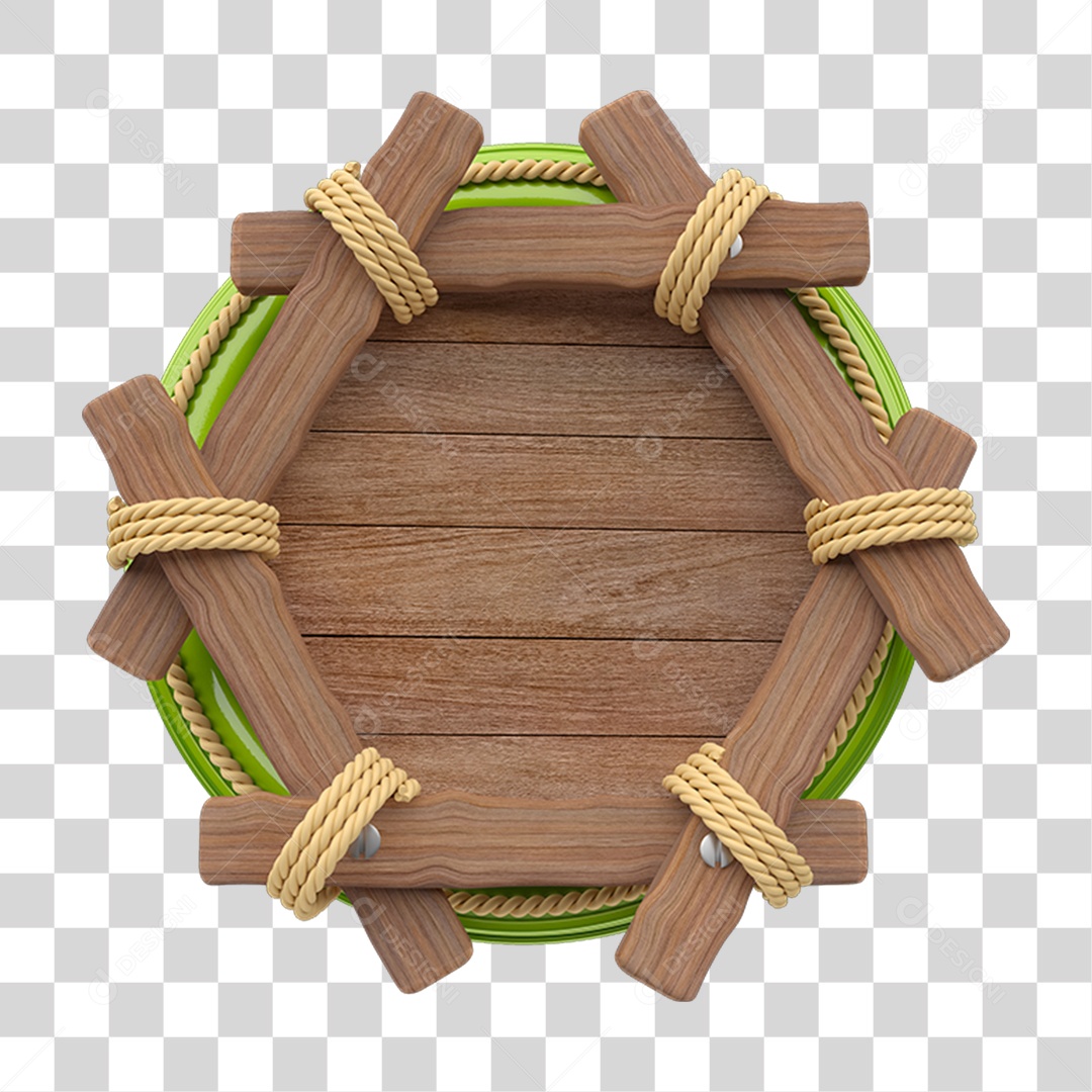 Elemento 3D Placa de Madeira PNG Transparente