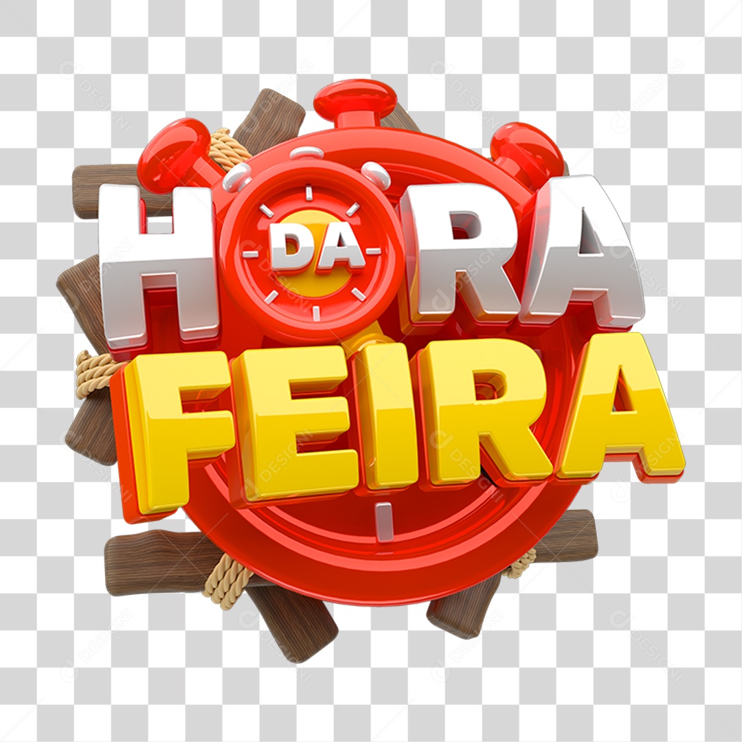 Selo 3D Hora da Feira PNG Transparente