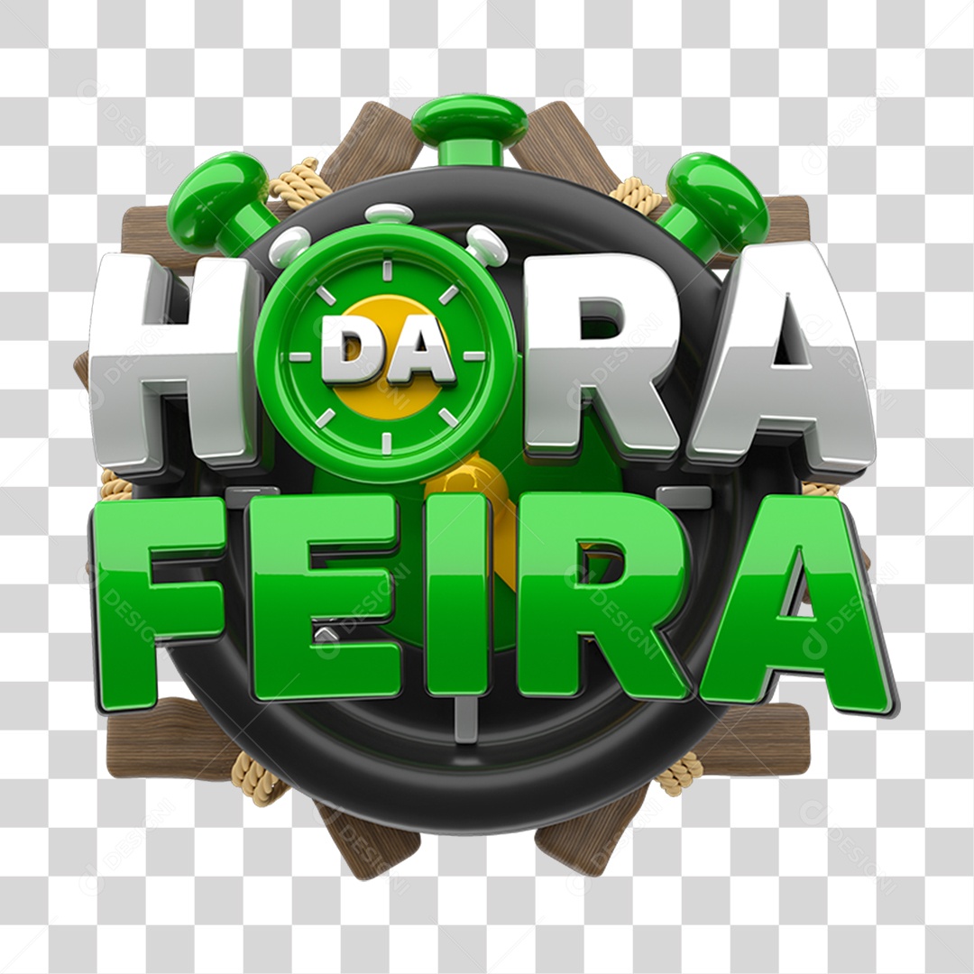 Selo 3D Hora da Feira PNG Transparente