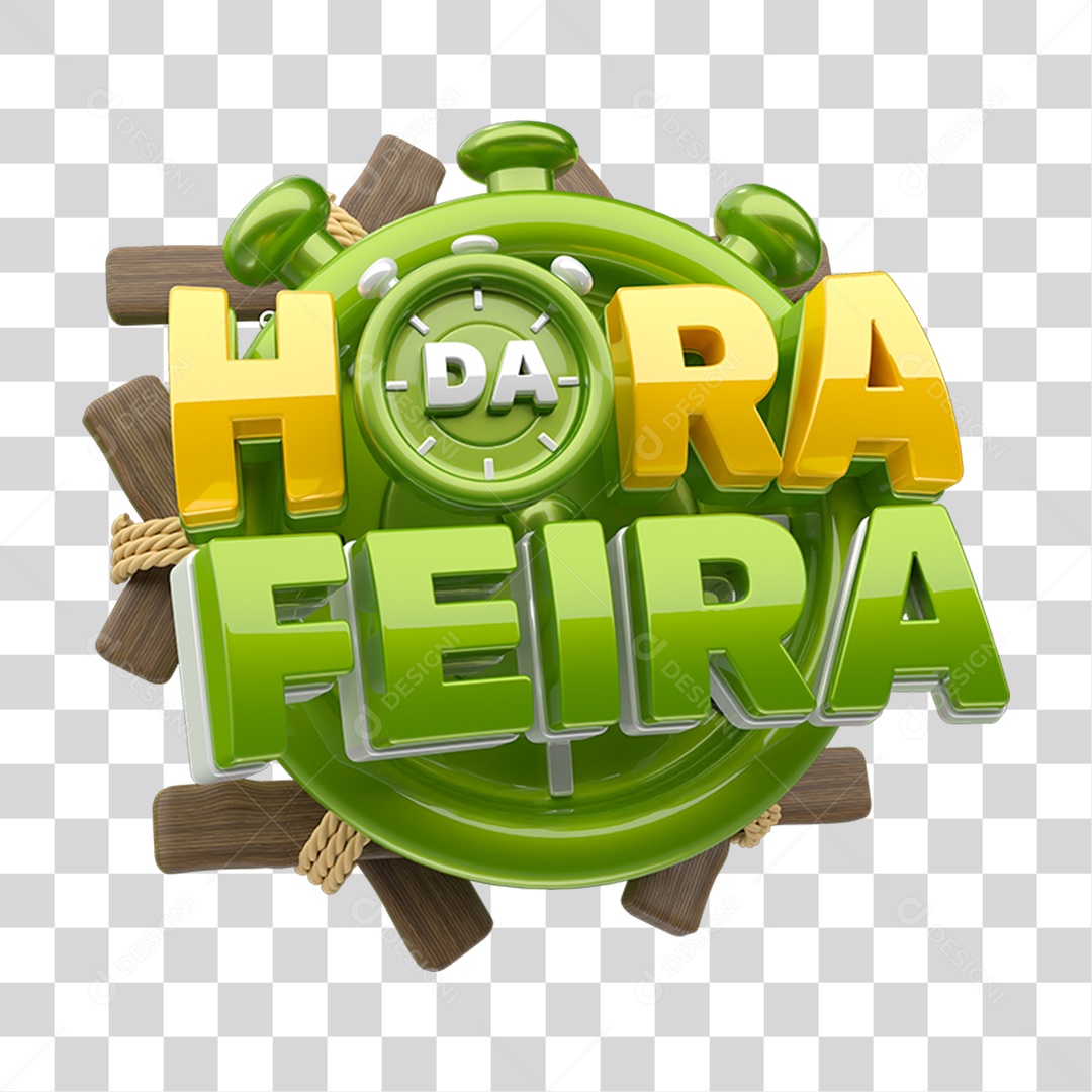 Selo 3D Hora da Feira PNG Transparente