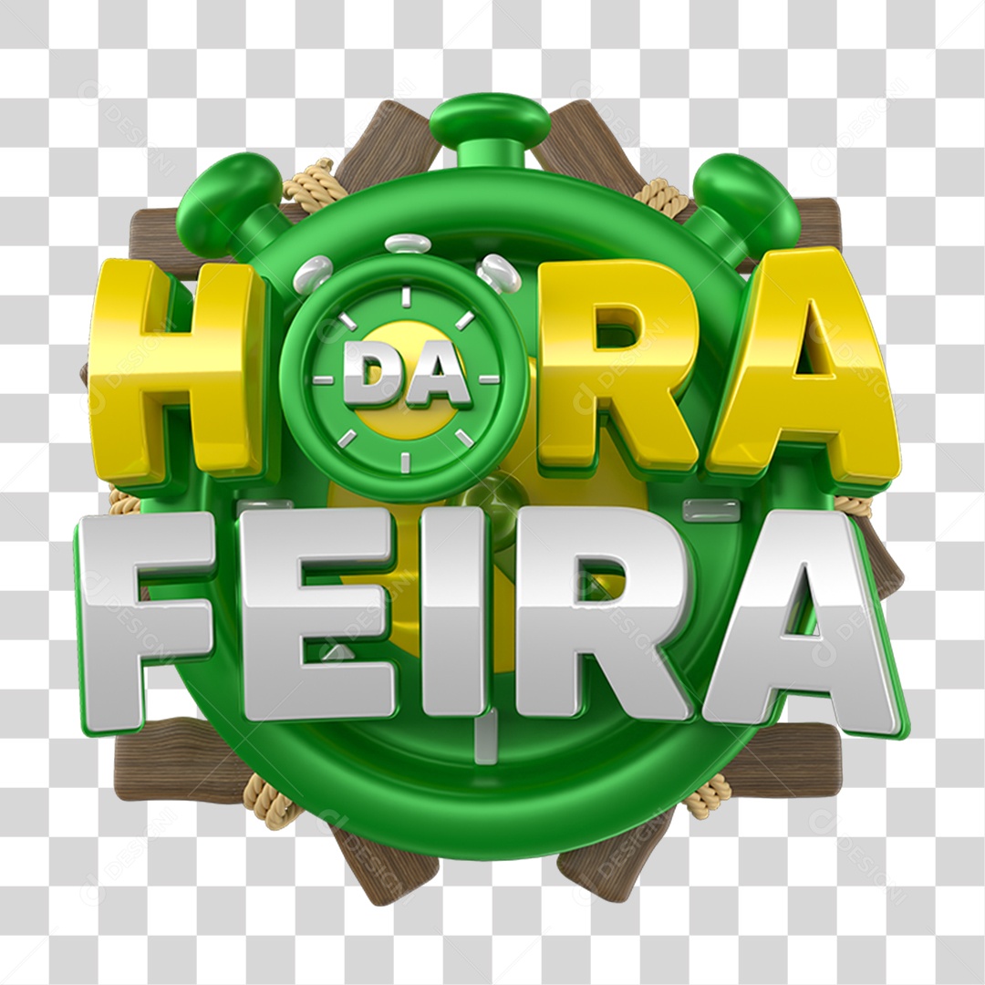 Selo 3D Hora da Feira PNG Transparente