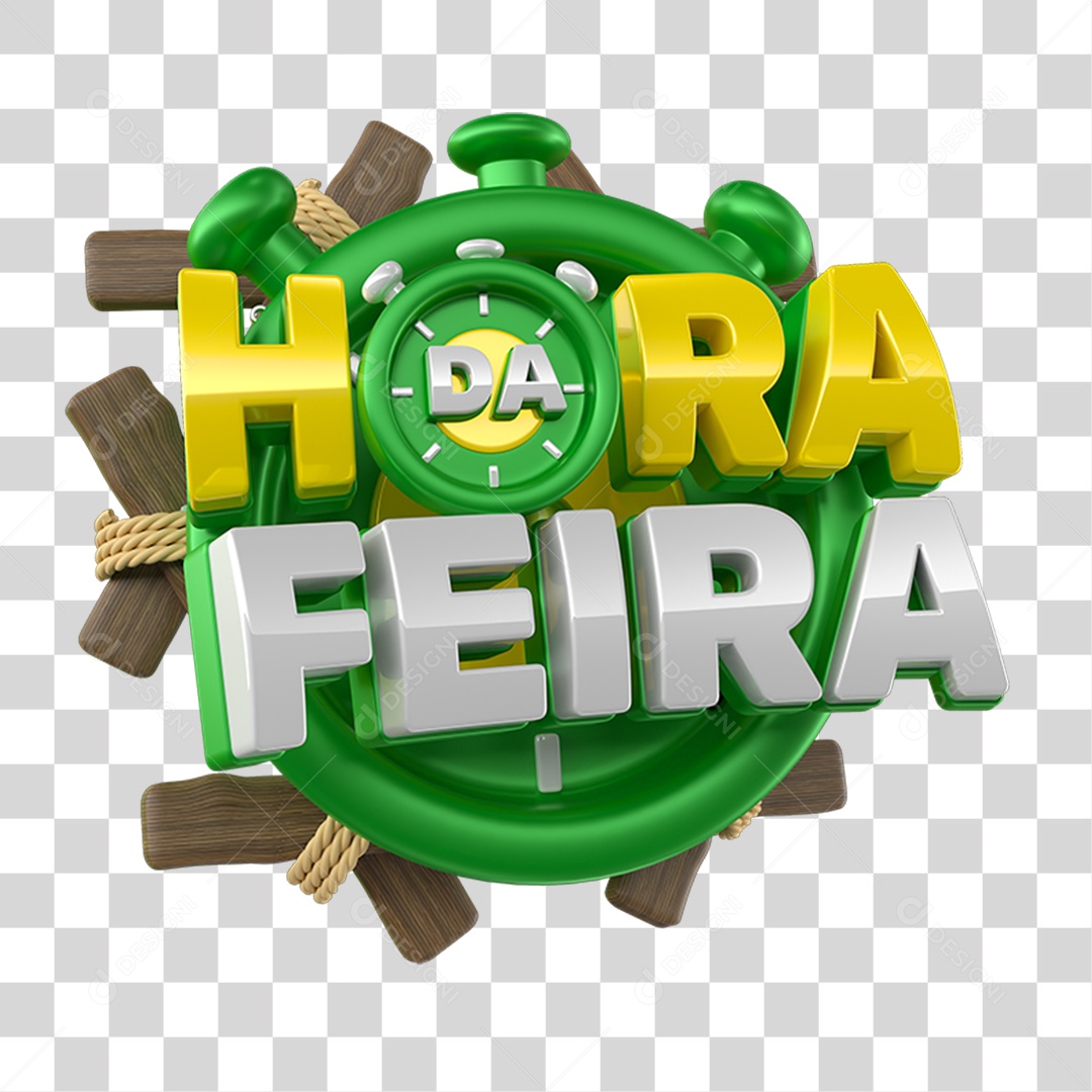 Selo 3D Hora da Feira PNG Transparente