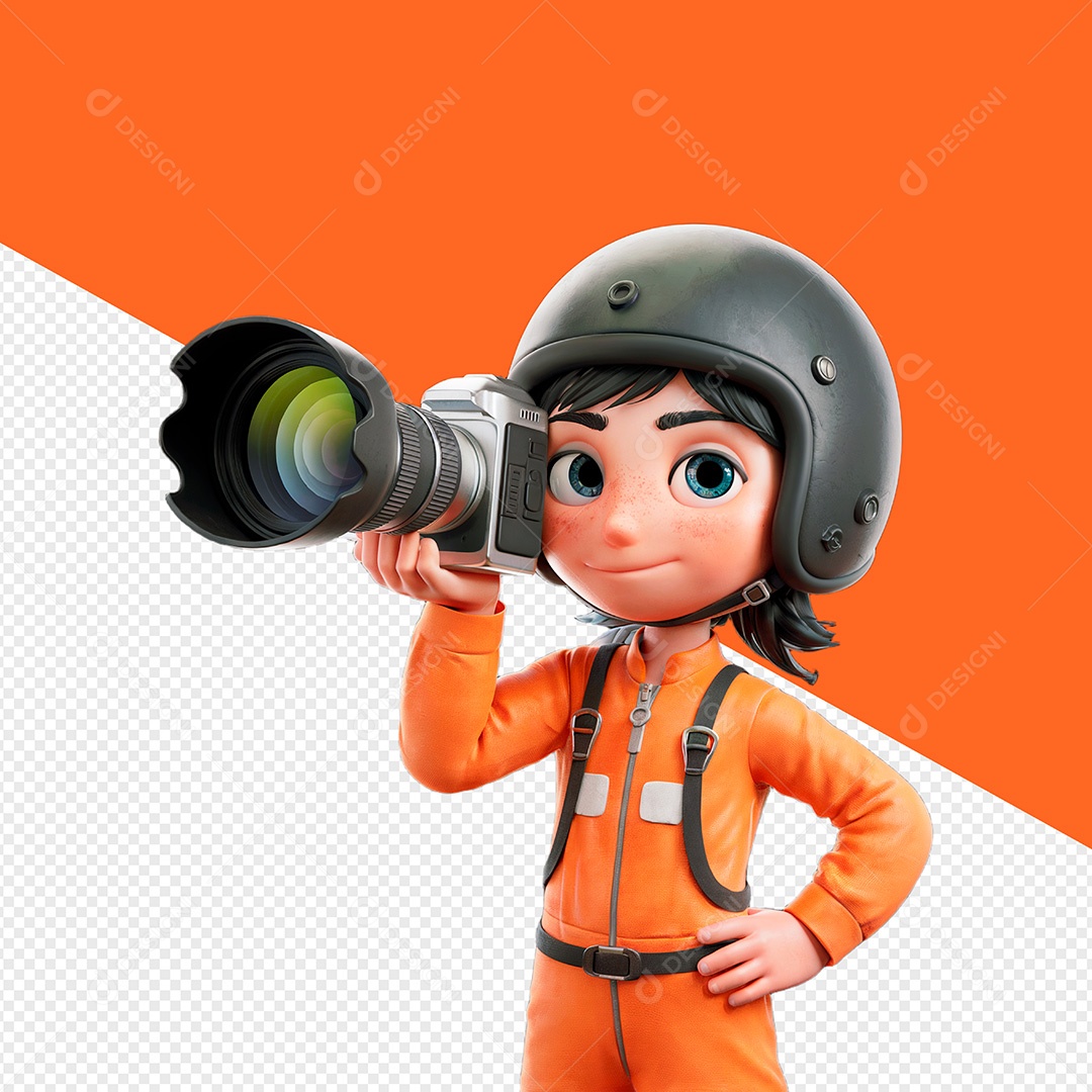 Personagem Fotógrafa 3D Para Composição PSD