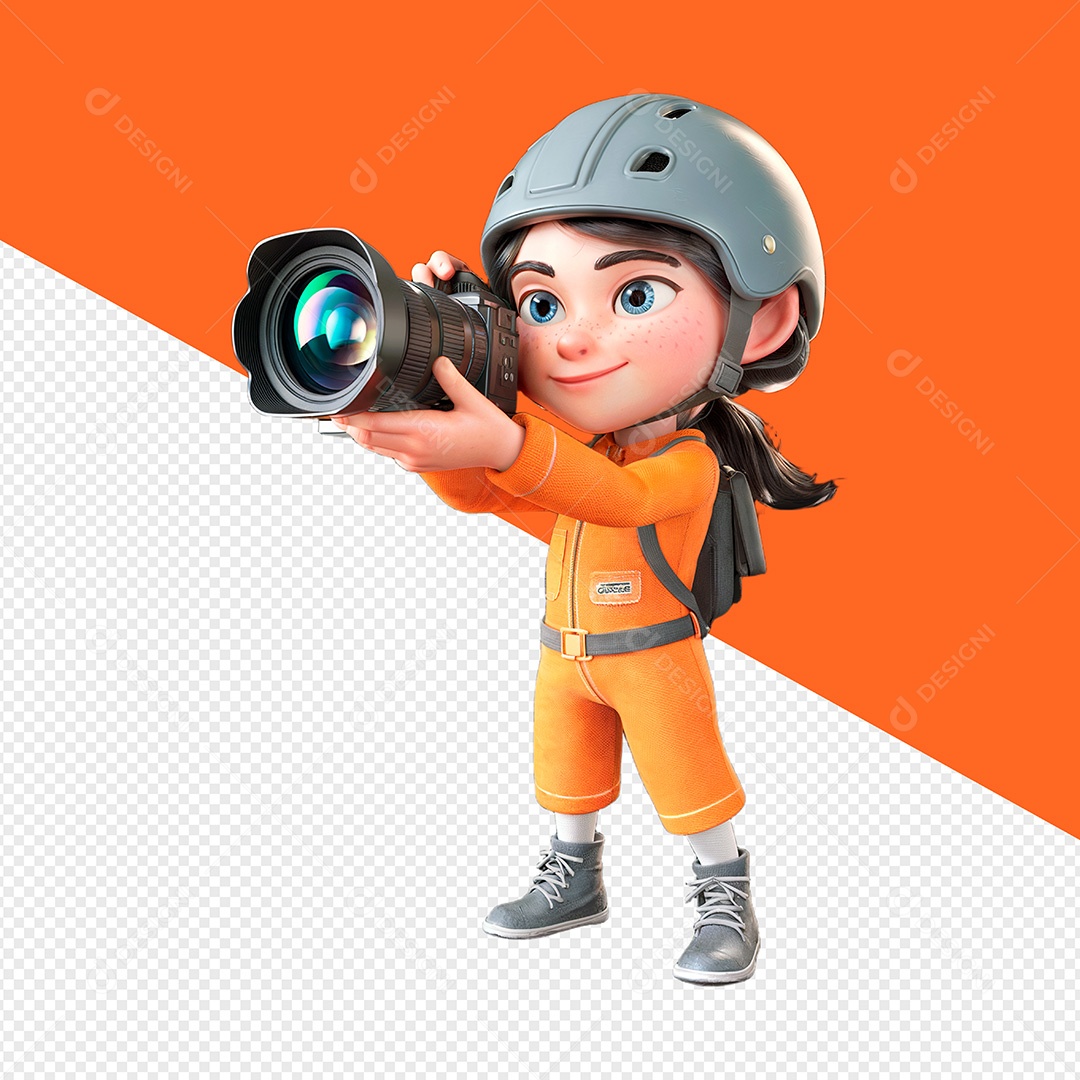 Personagem Fotógrafa 3D Para Composição PSD