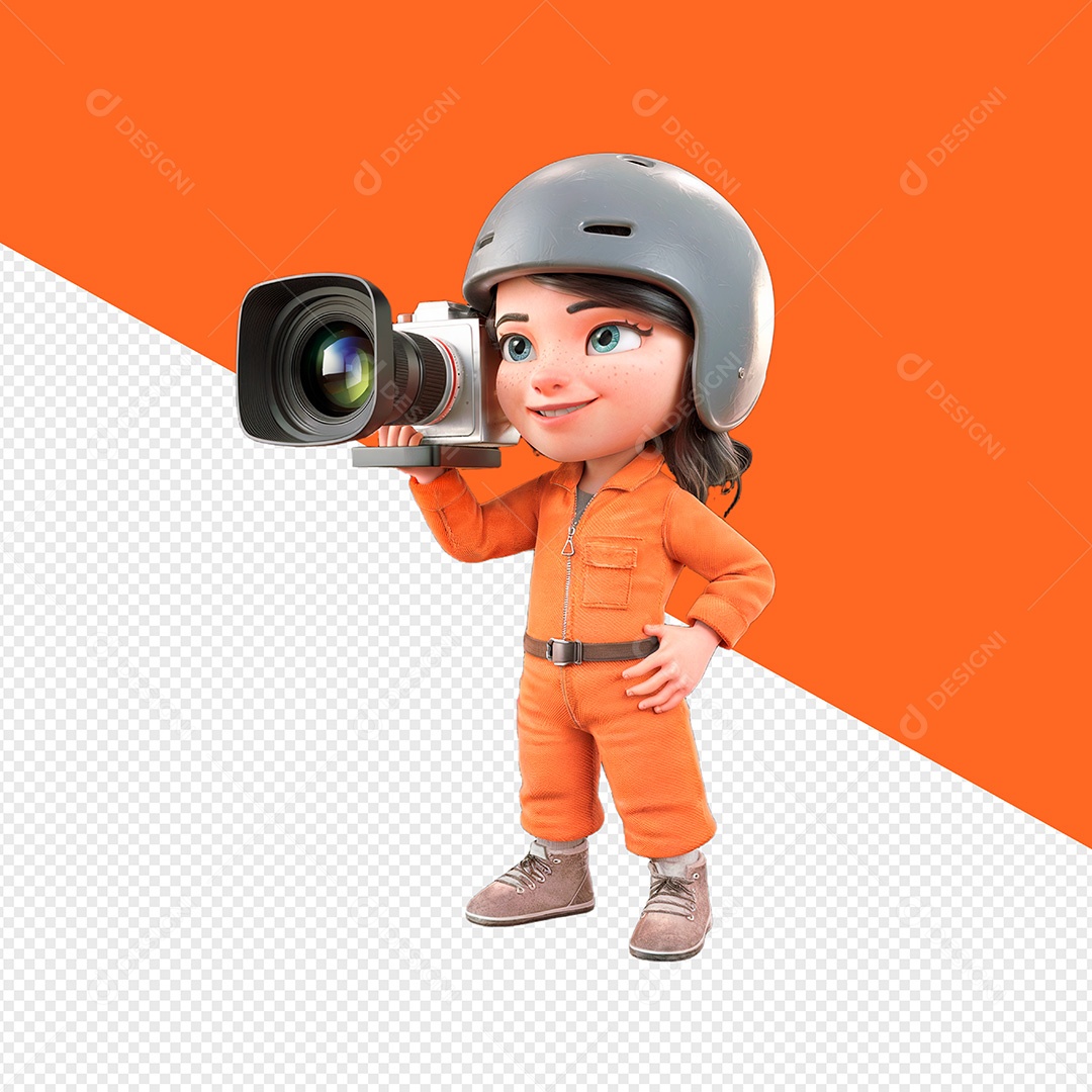 Personagem Fotógrafa 3D Para Composição PSD