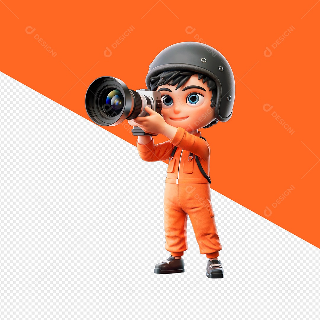 Personagem Fotógrafo 3D Para Composição PSD