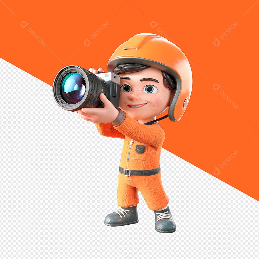 Personagem Fotógrafo 3D Para Composição PSD