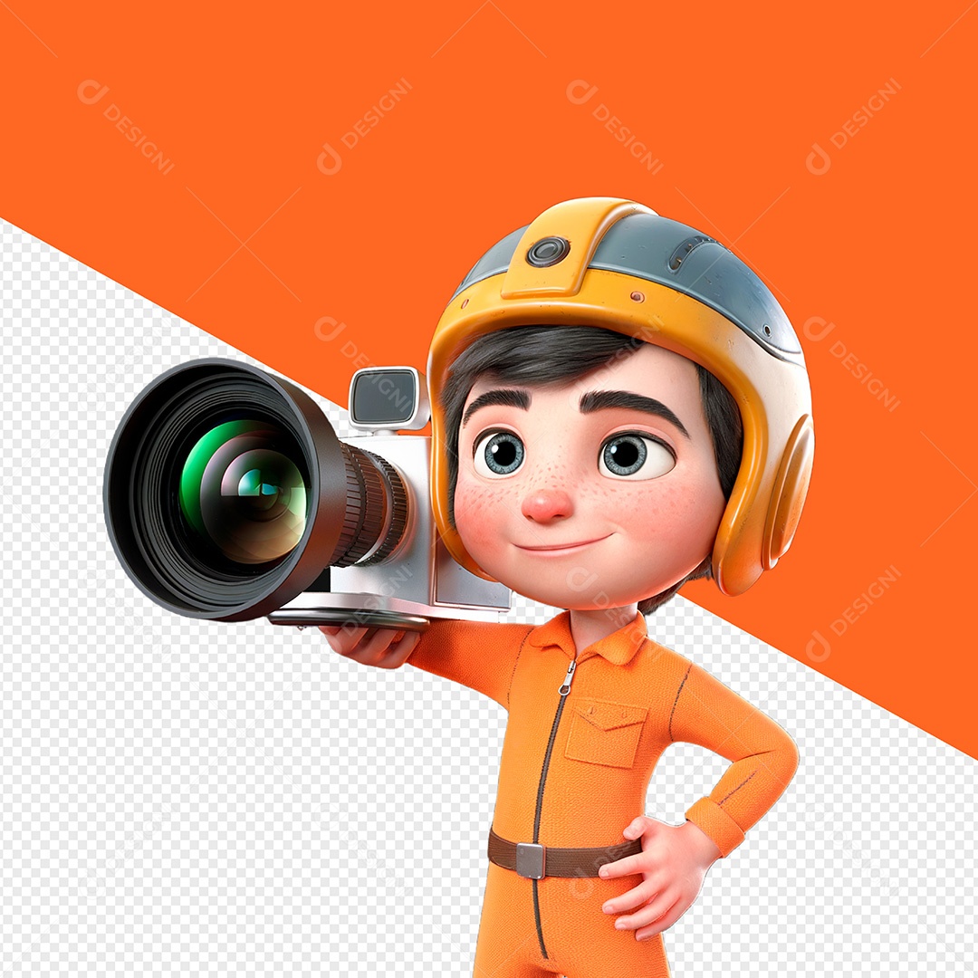 Personagem Fotógrafo 3D Para Composição PSD