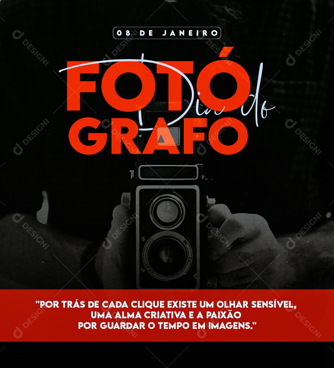Feliz Dia do Fotógrafo 08 de Janeiro Social Media PSD Eitável